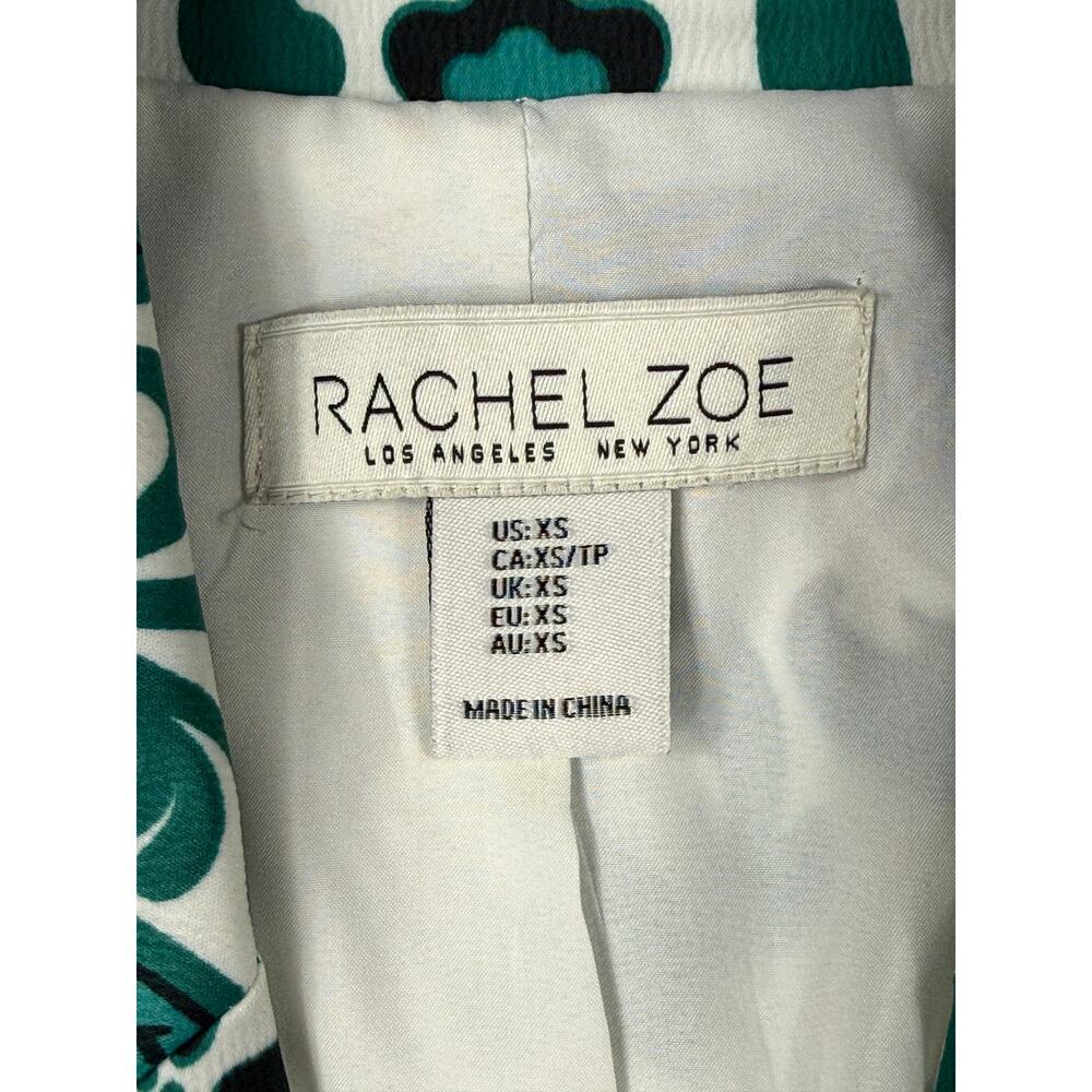 Rachel Zoe Women Notch Lapel Printed Satin Blazer and pants suit set Sz XS - Picture 3 of 16